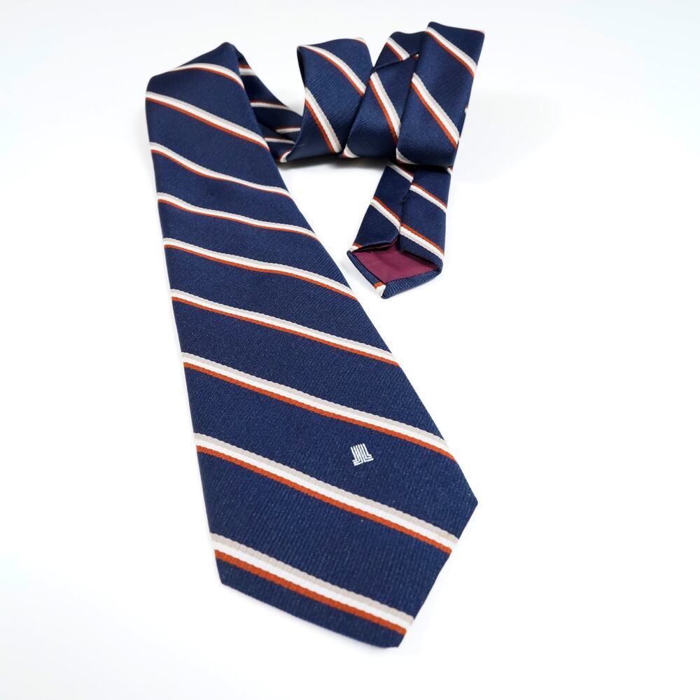 Vintage Lanvin New York Paris Silk Tie Navy Red White Stripe 3.25" WPL 2555